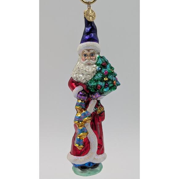 Christopher Radko Ornament Purple Hat Santa Red Robe 9.5" Poland - Picture 1 of 8